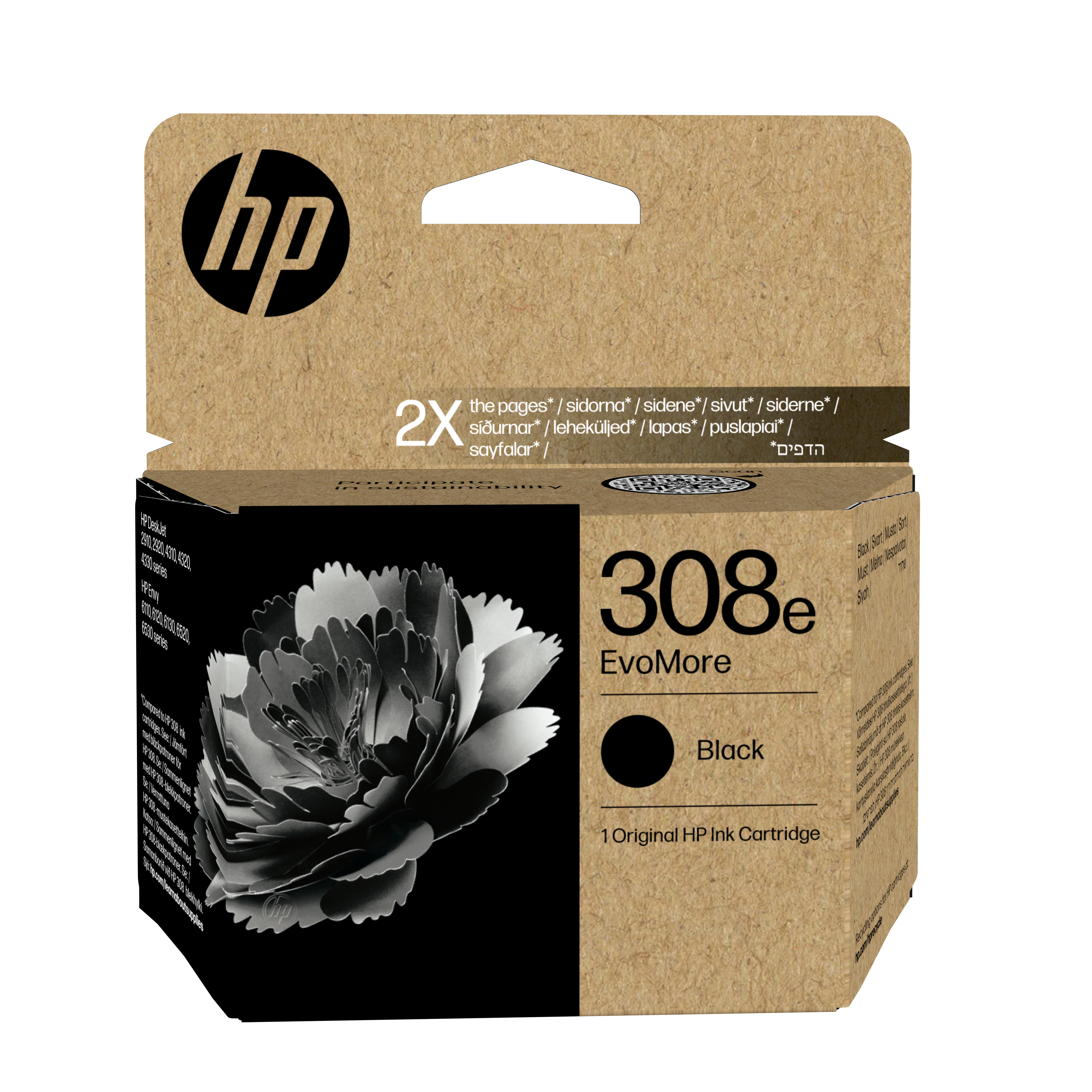 HP No.308e Zwart EvoMore 320 pagina`s (Origineel)