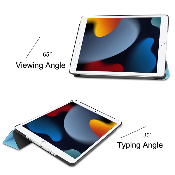 Tablet hoes voor iPad 2021, 10.2 Inch,Tri-Fold Book Case, Licht Blauw