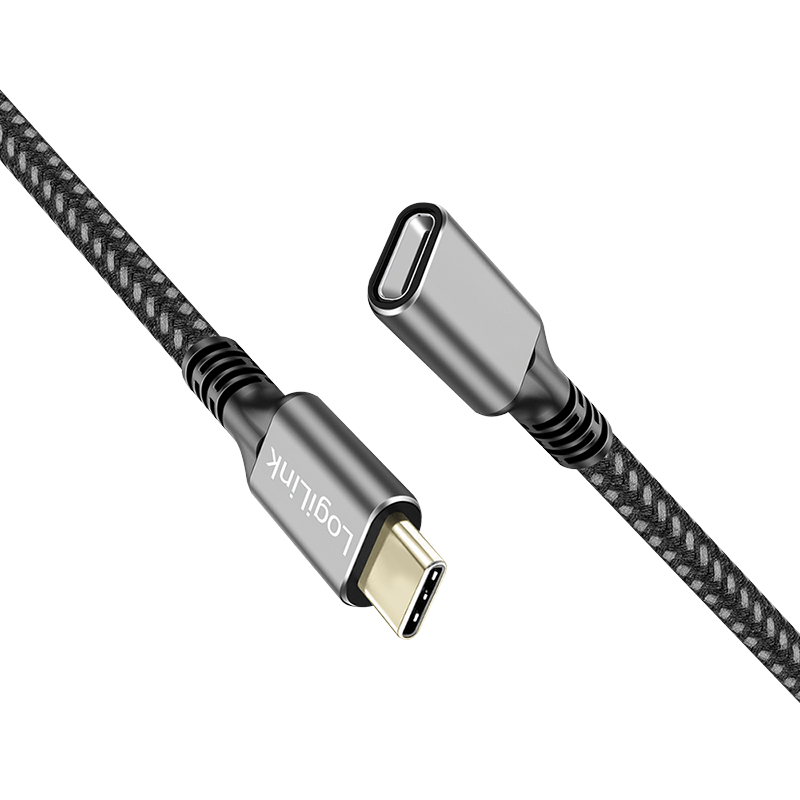 USB-C 3.2(M) <> USB-C(F) 2.0m LogiLink verlengkabel 100W/ 5Gbs/ zwart