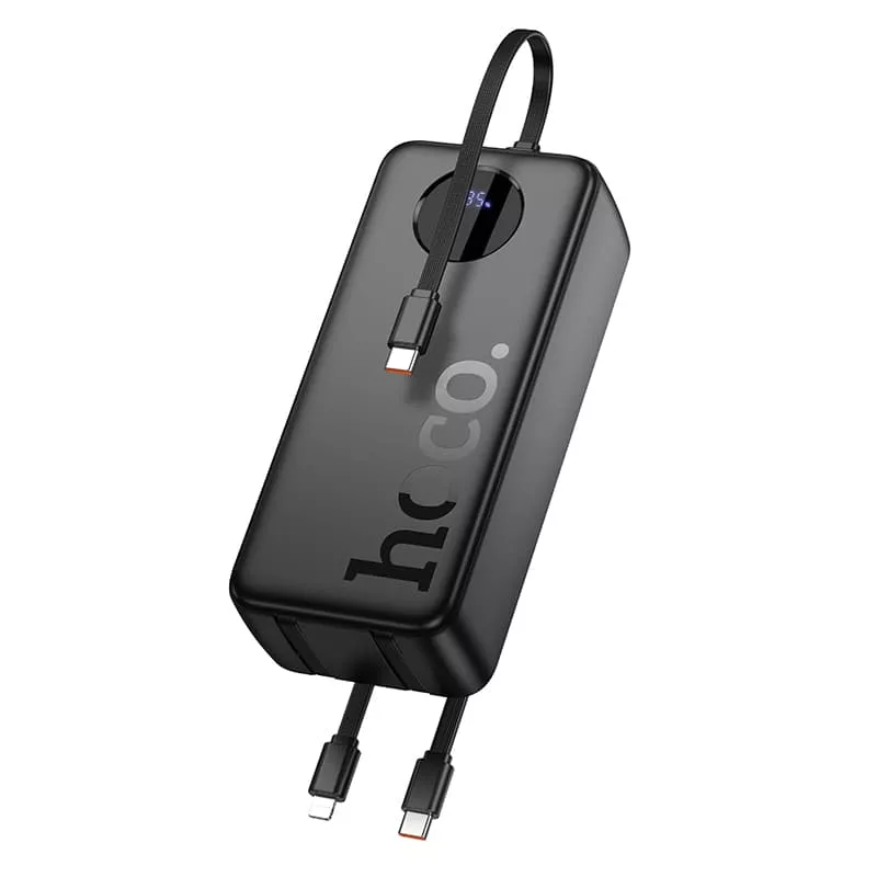 Hoco Supercharge Powerbank met 3 geintegreerde kabels, Zwart, 30.000mAh